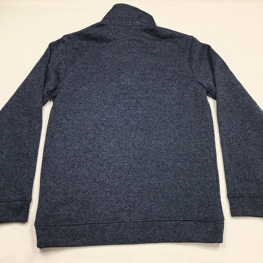 EDDIE BAUER 1/4 Button Fleece Sweater Men M Blue Lined Knit Outdoor Pullover